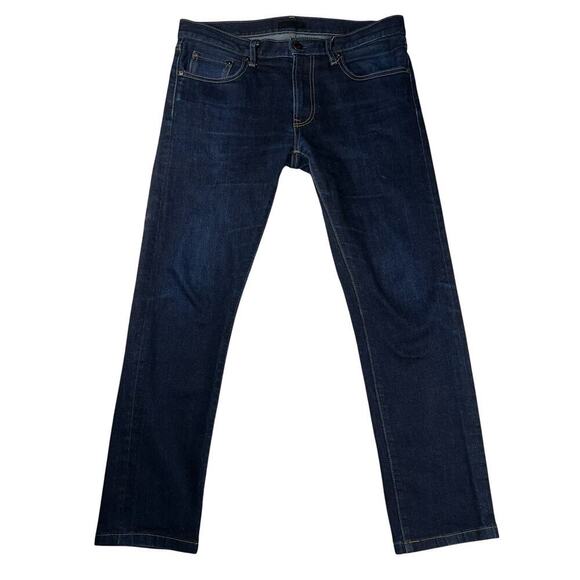 Uniqlo Kaihara Japanese Denim Selvedge Slim Straight Mid Rise Jeans Size 34x34 - Picture 1 of 12